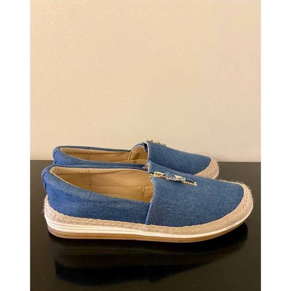 Anne‎ Klein Joy Denim Zipper Espadrille Shoes